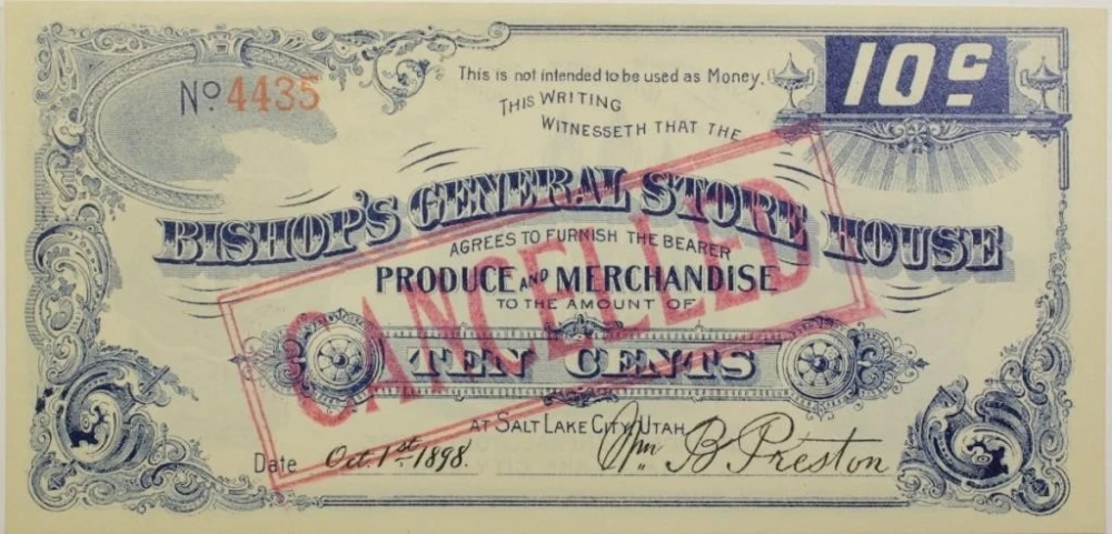 Utah. Salt Lake. Crisp New 1898 10-Cents Note