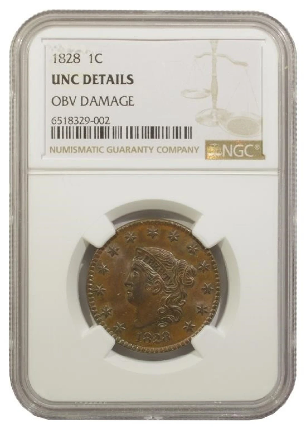 NGC Unc Details 1828 Large Cent