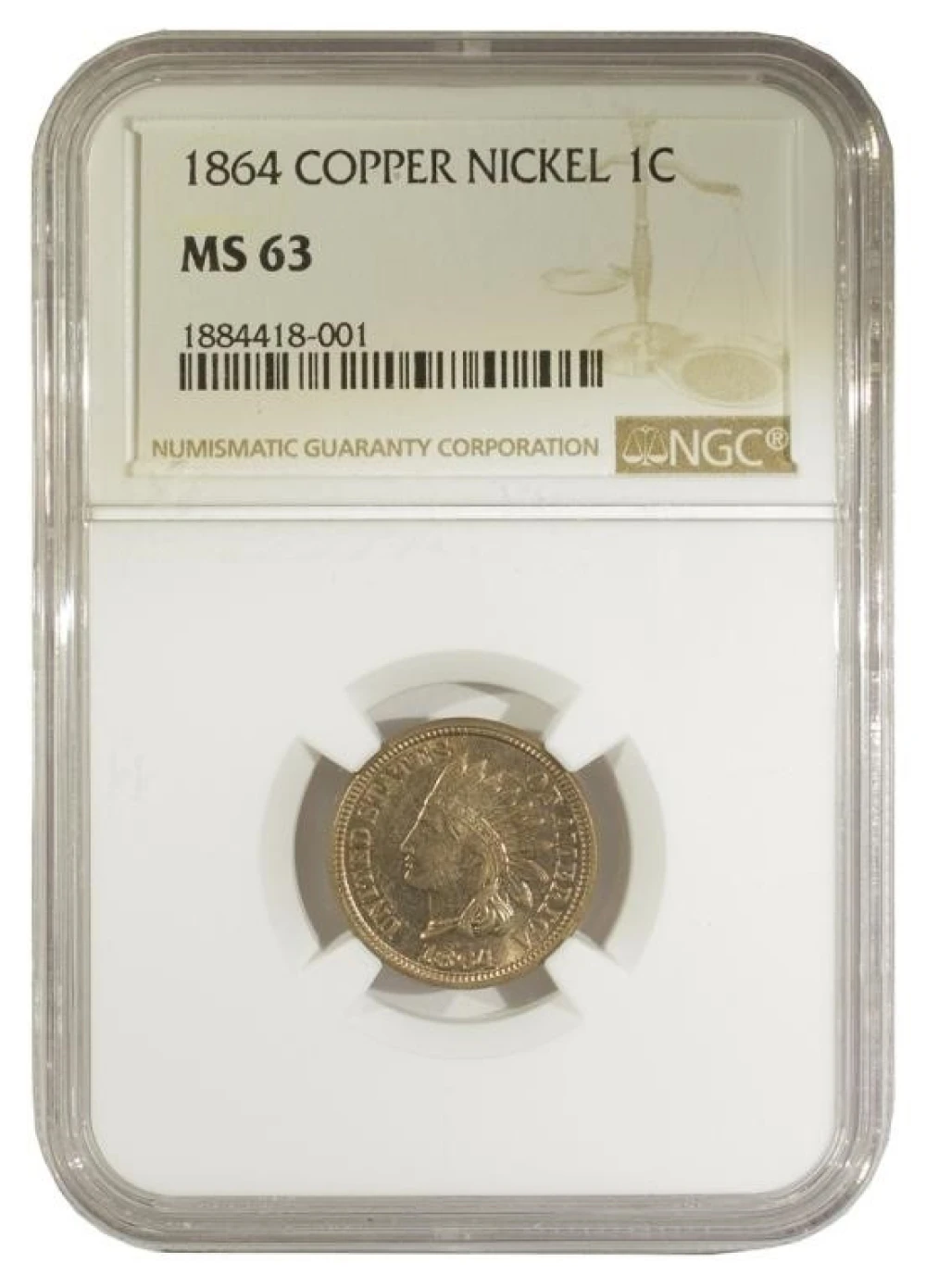 NGC MS-63 1864 Copper-Nickel Cent