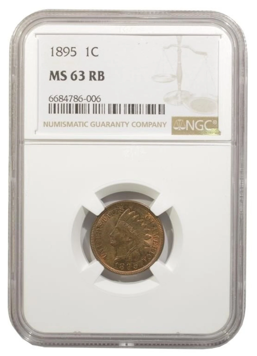 NGC MS-63 RB 1895 Indian Cent
