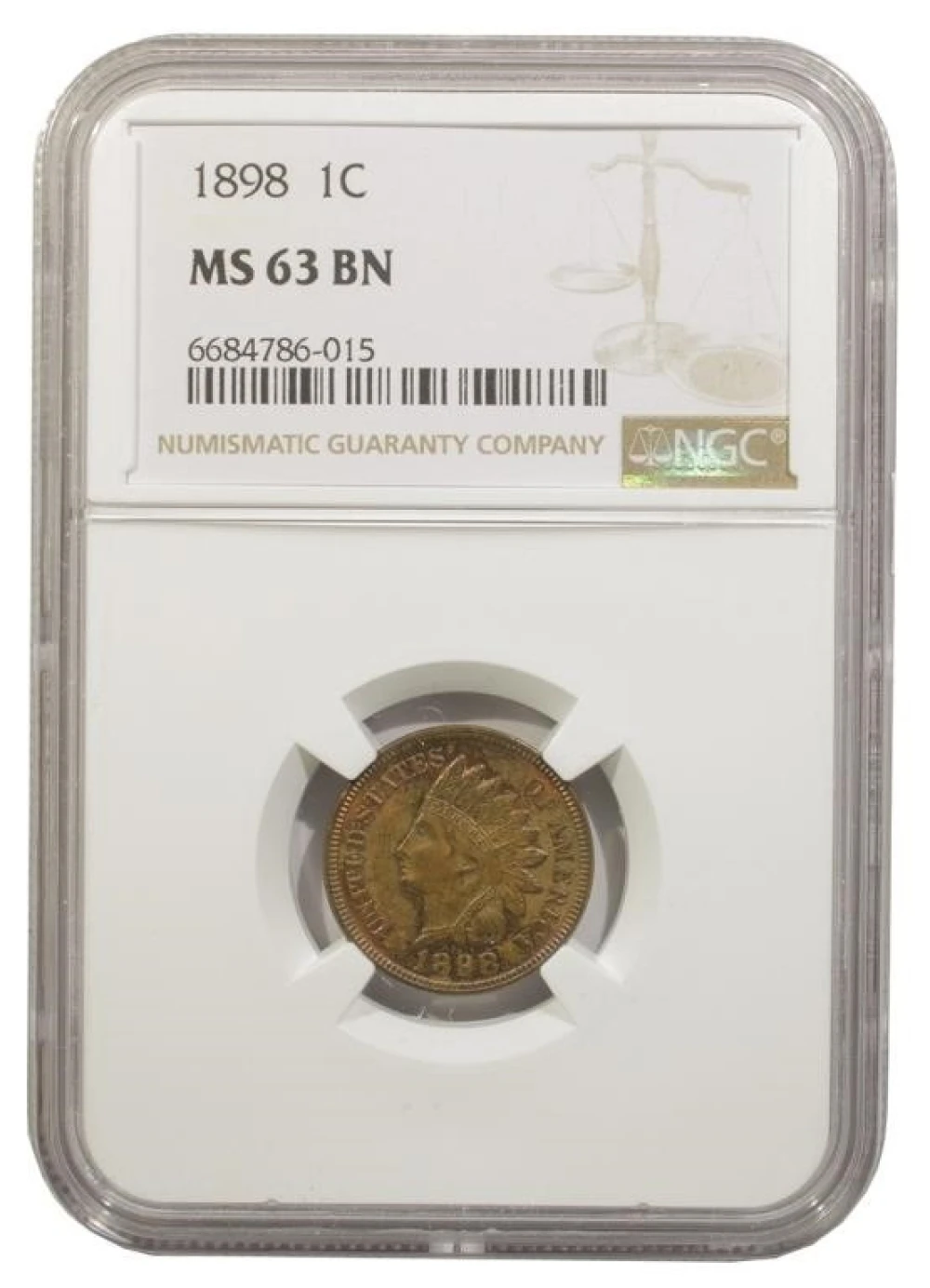 NGC MS-63 BN 1898 Indian Cent