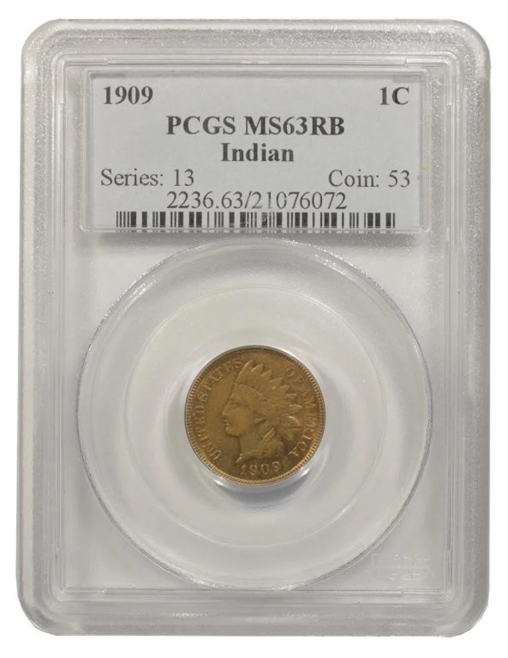 PCGS MS-63 RB 1909 Indian Cent