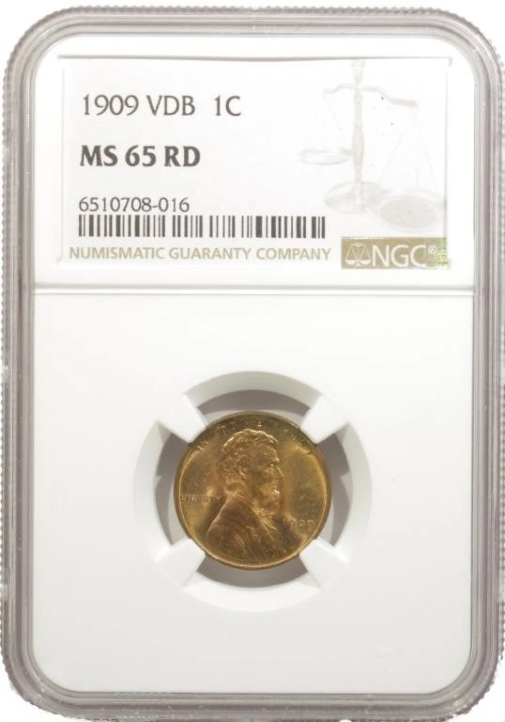 NGC MS-65 Red 1909 V.D.B. Lincoln Cent