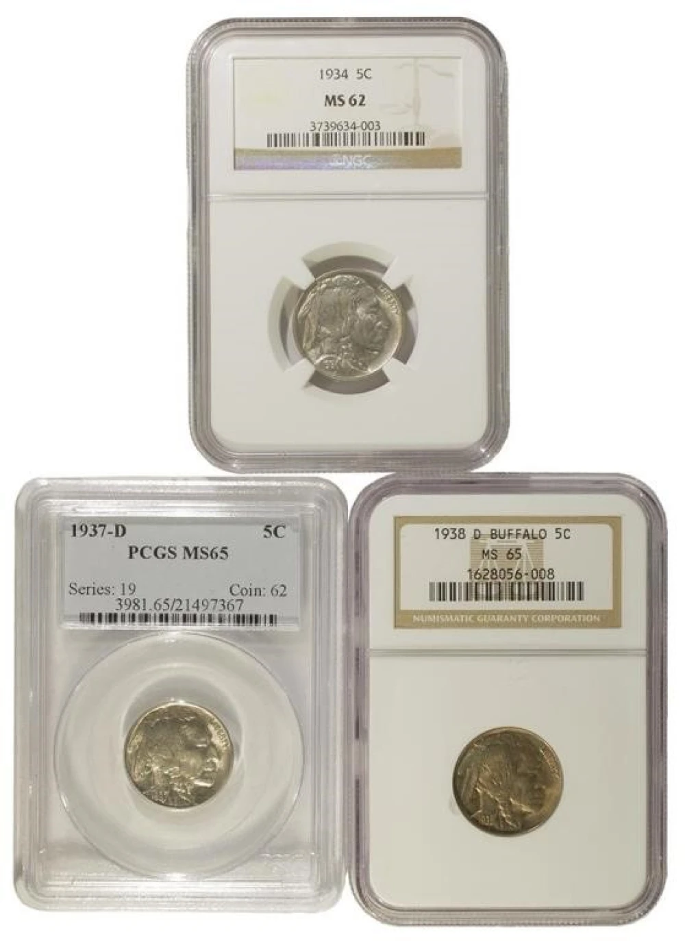 Certified Buffalo Nickel Threesome
