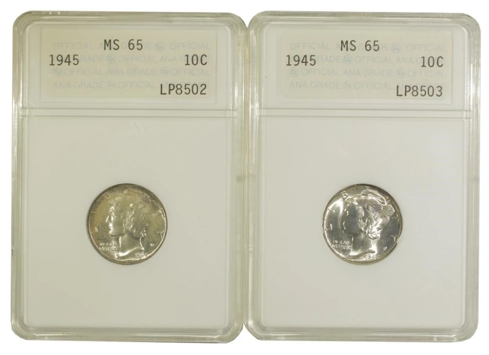 ANACS MS-65 1945 Dime Duo