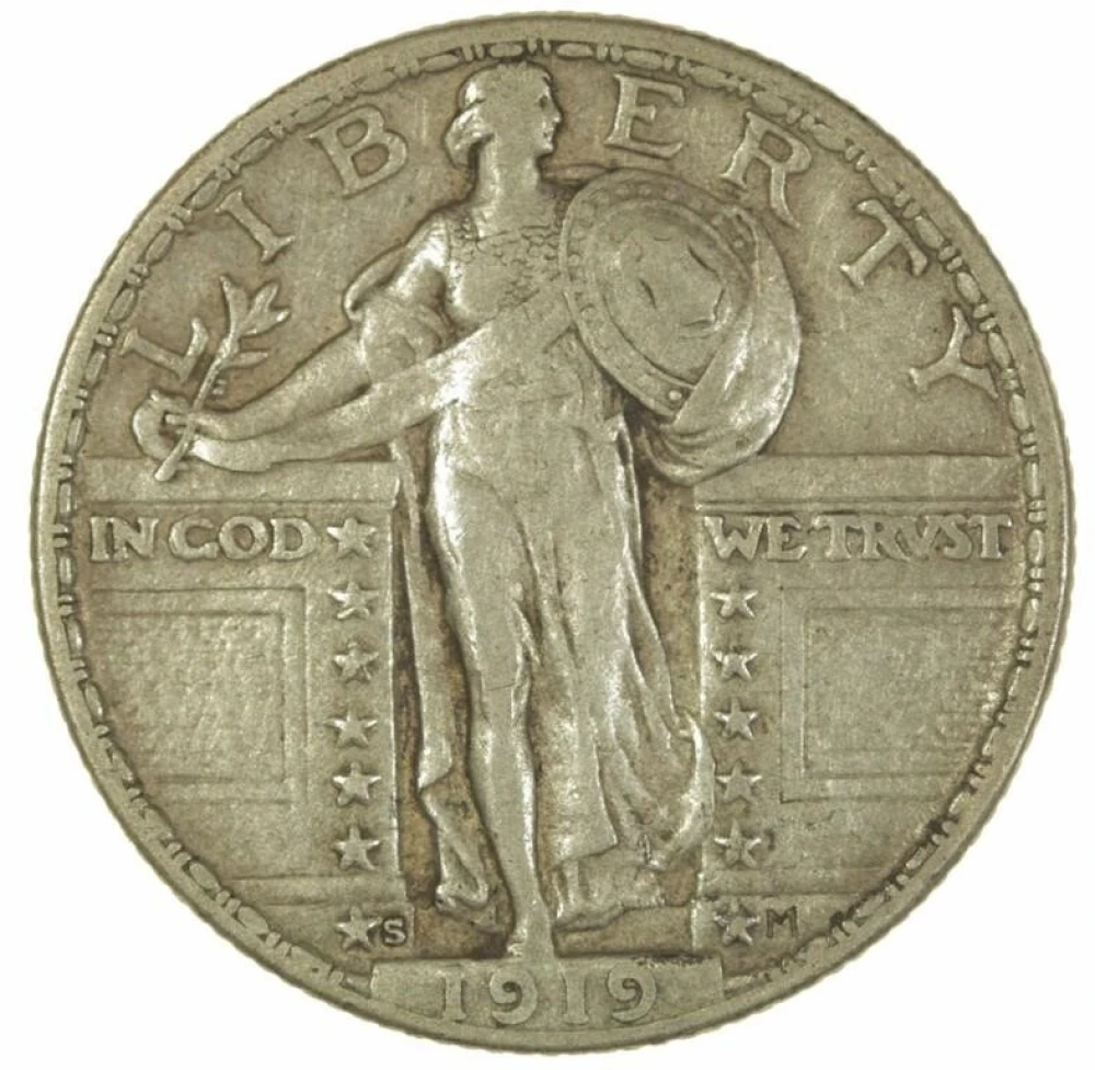EF-40 1919-S Standing Lib Quarter
