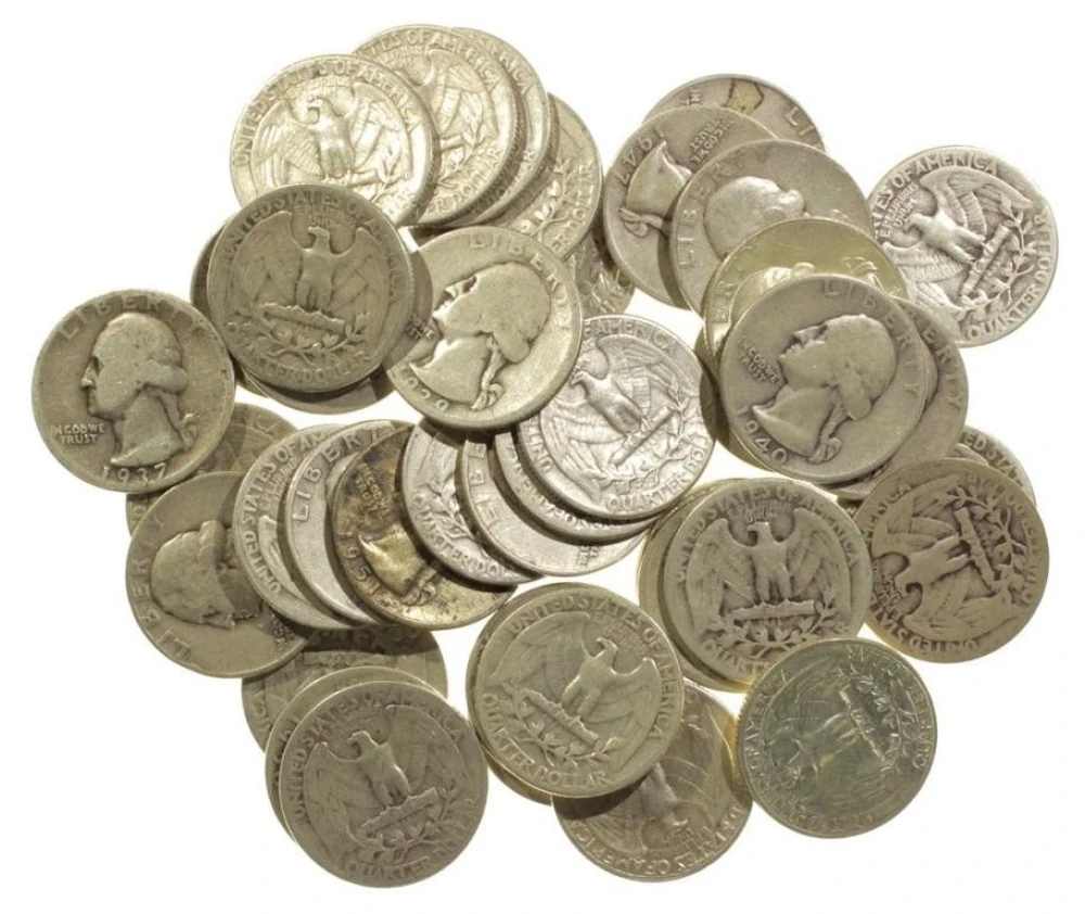 Roll Of Circulated 90% Silver Washington Quarters