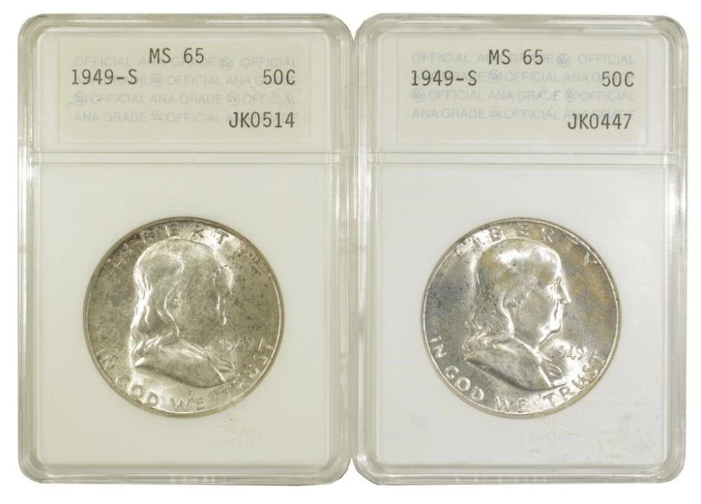 ANACS MS-65 1949-S Half Dollar Pair