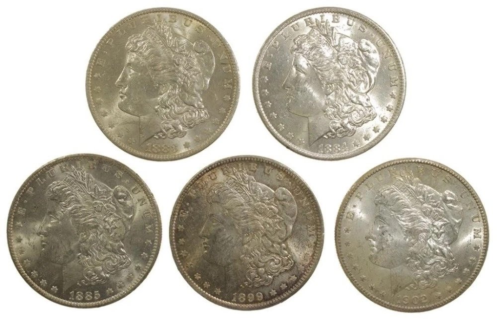 5 Different Mint State "O" Mint Morgans