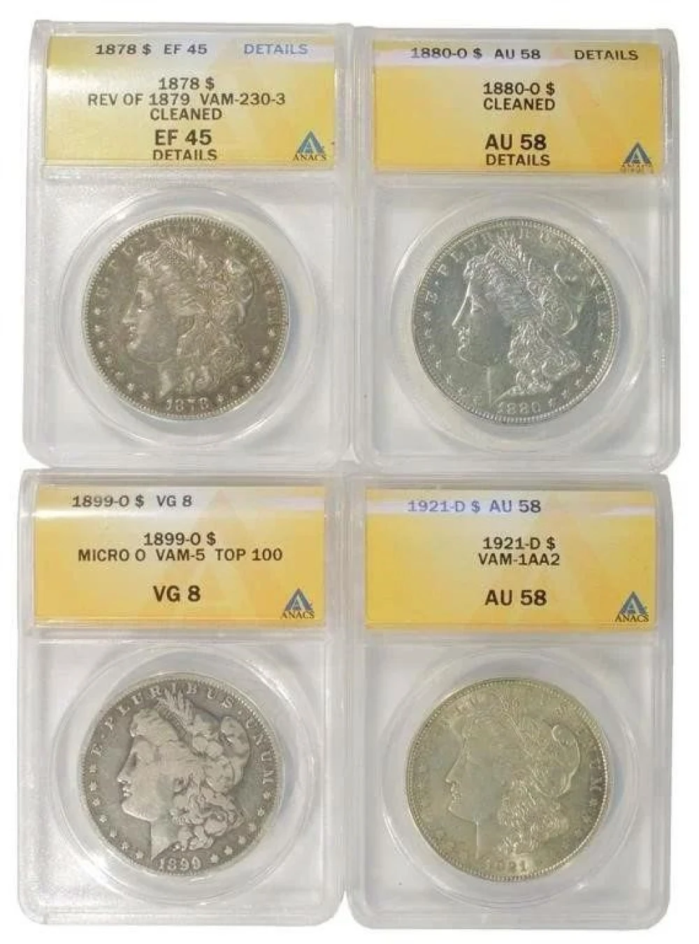 ANACS Certified Morgan Dollar VAM Foursome