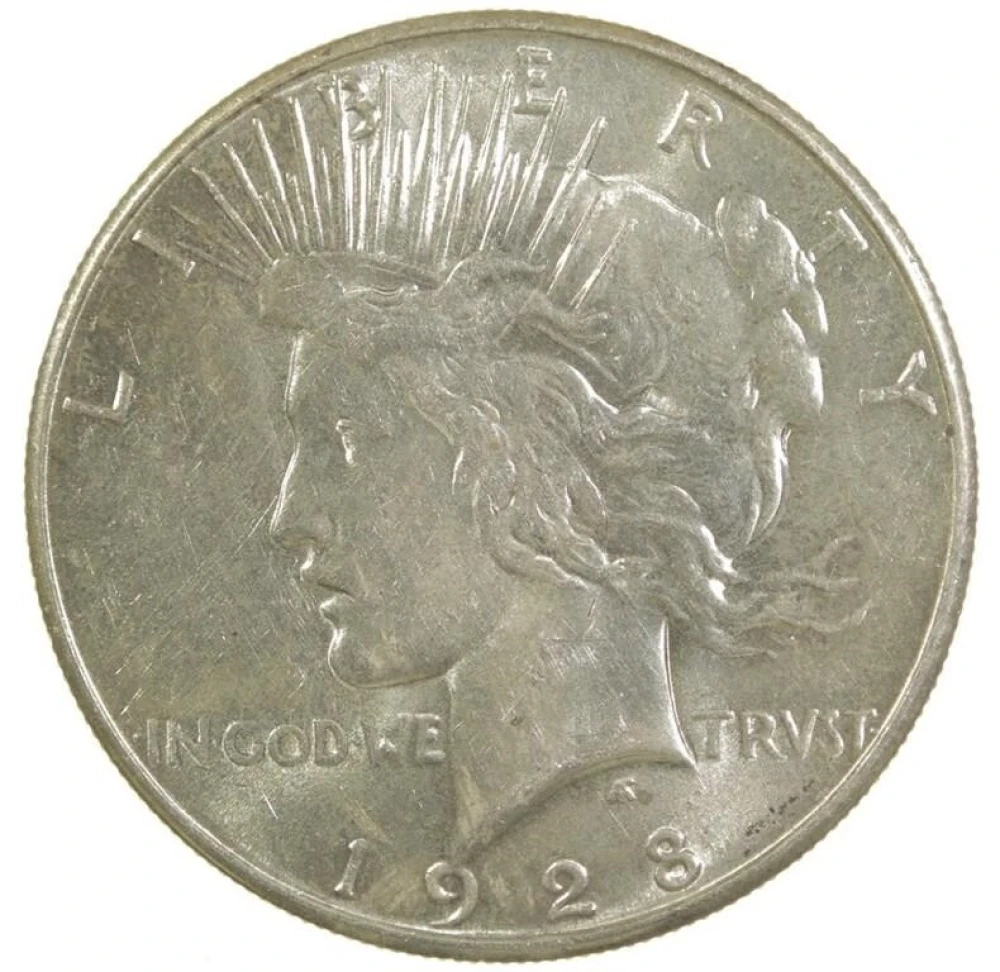 AU-58 1928-S Peace $1