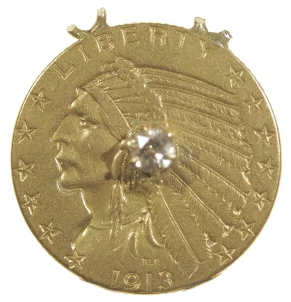 EF Details 1913-S Gold $5 with Diamond Inset