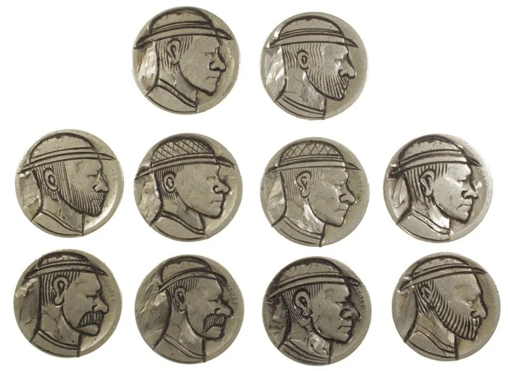 Group of Modern Hobo Buffalo Nickels