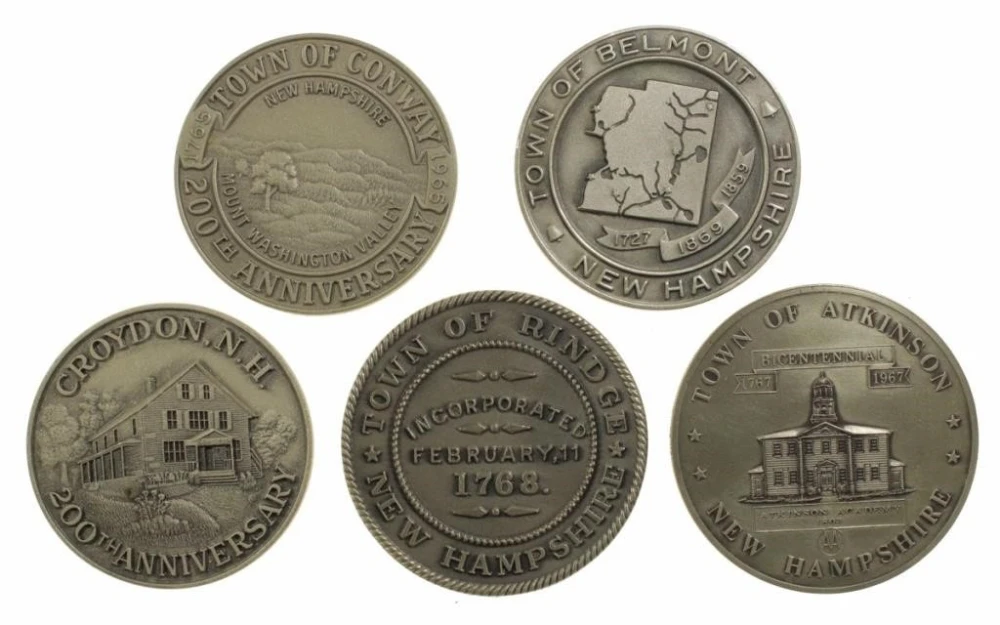 5 Different New Hampshire Silver Town Medals