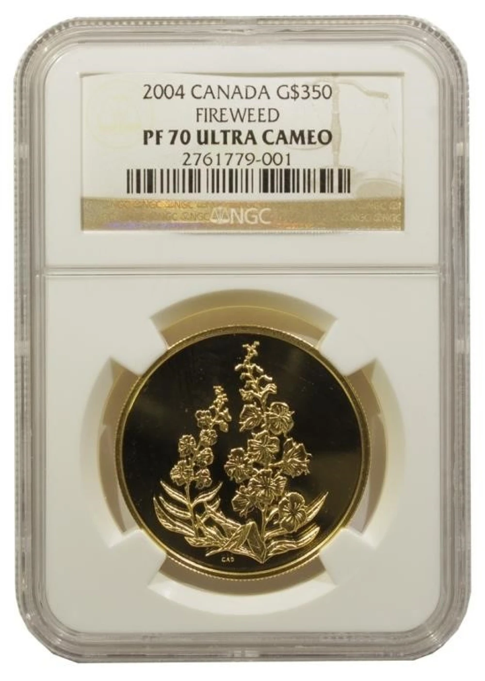 Canada. NGC Proof-70 UC 2004 Fireweed Gold $350
