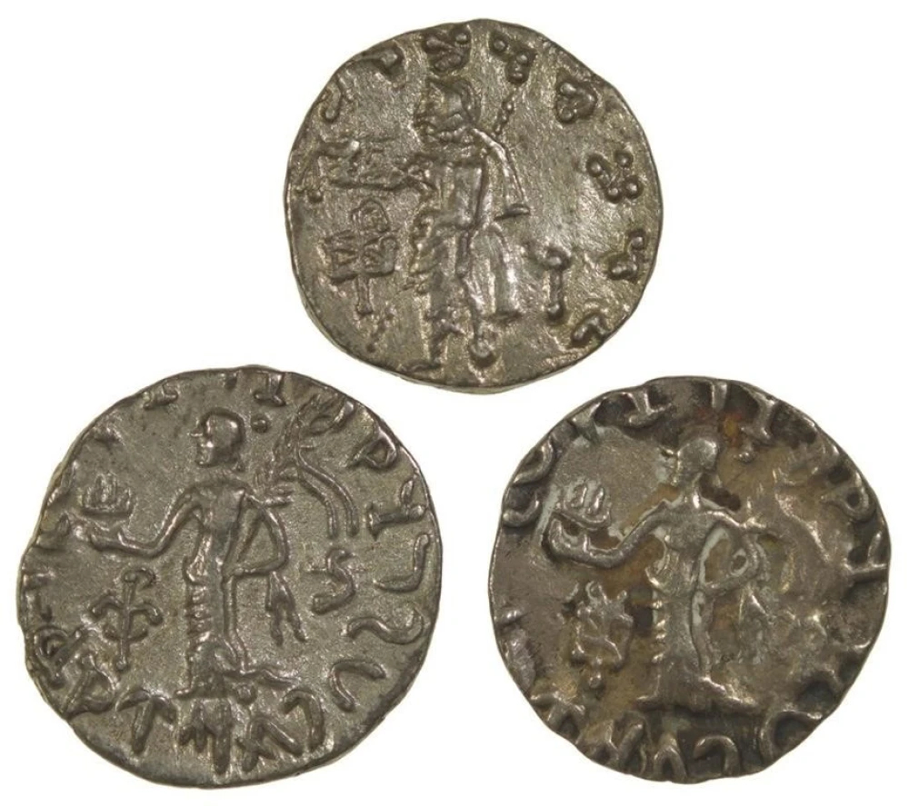 Indo-Scythia. Three VF to EF Silver Drachms