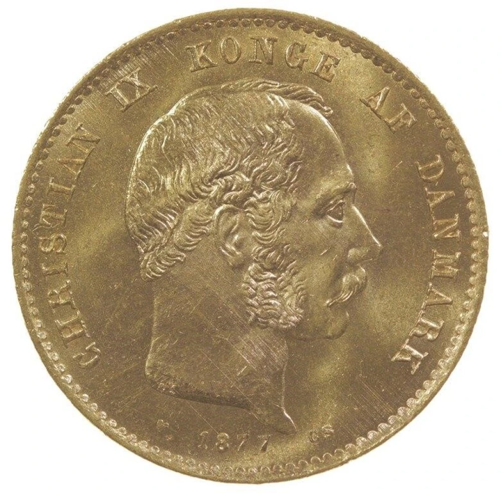 Denmark. Choice UNC 1877 Gold 20 Kroner