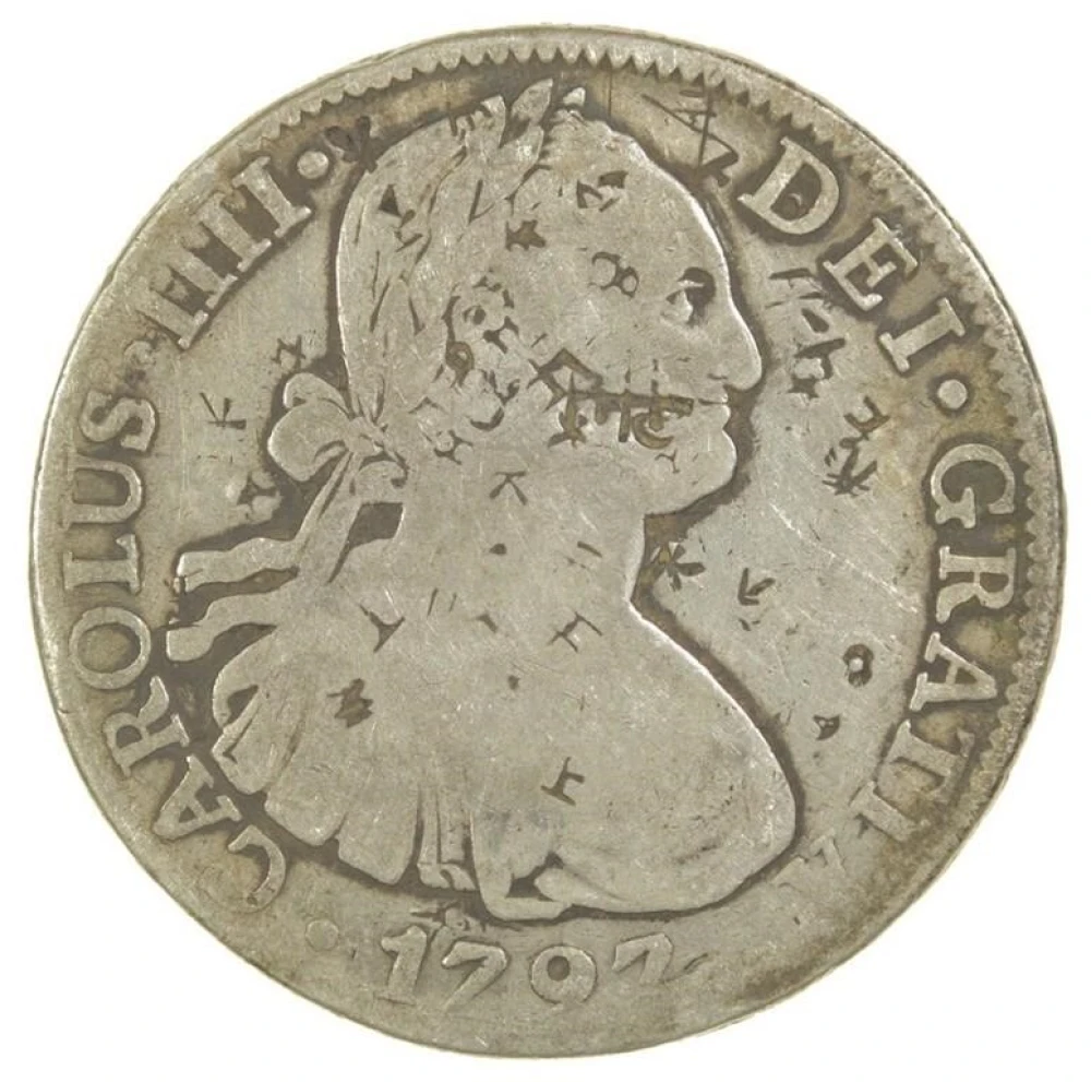 Mexico. Fine 1797-FM Chopmarked 8 Reales