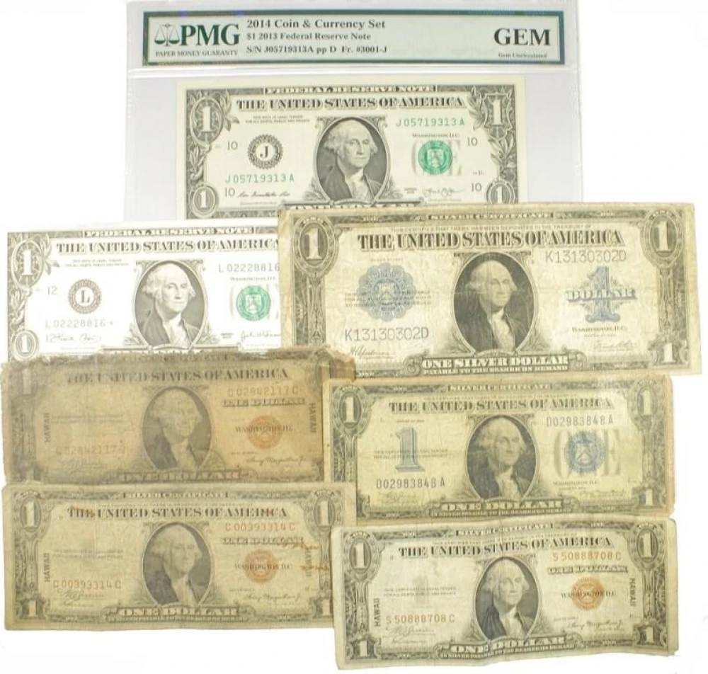 Seven Various $1 Notes