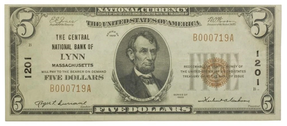 VF Series 1929 National Currency $5