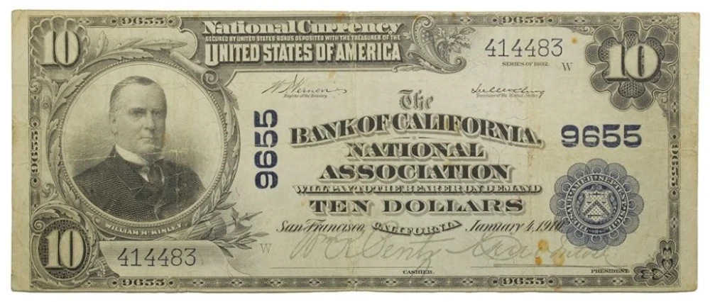VF Series 1902 National Currency $10