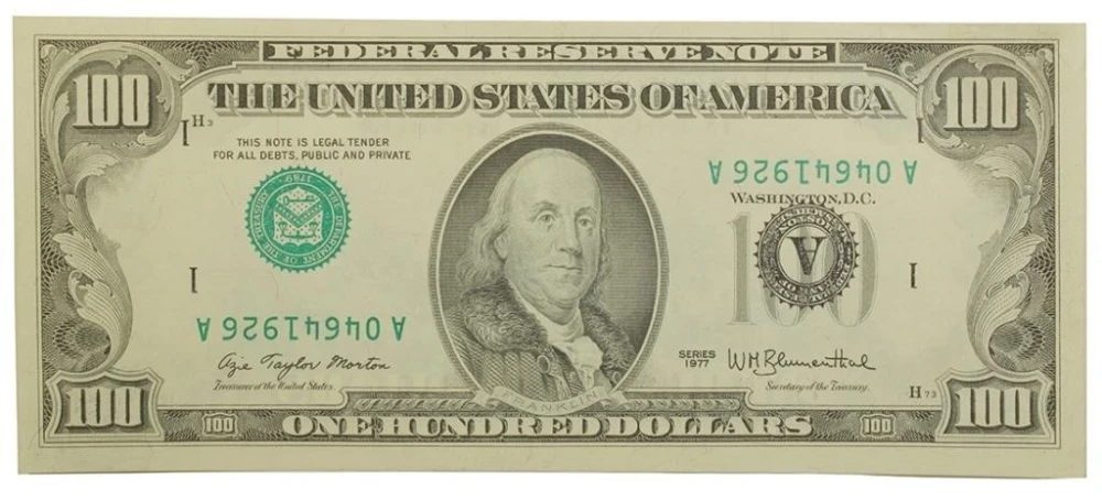 Crisp New Series 1977 $100 Inverted Printing