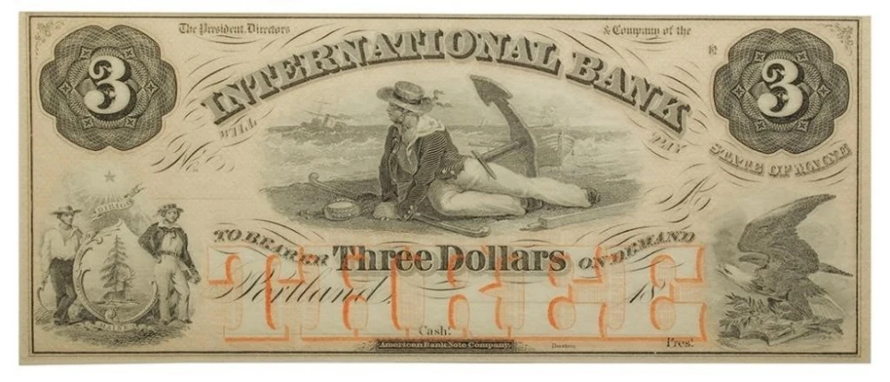 Maine. Portland. Reprint Three Denomination Set