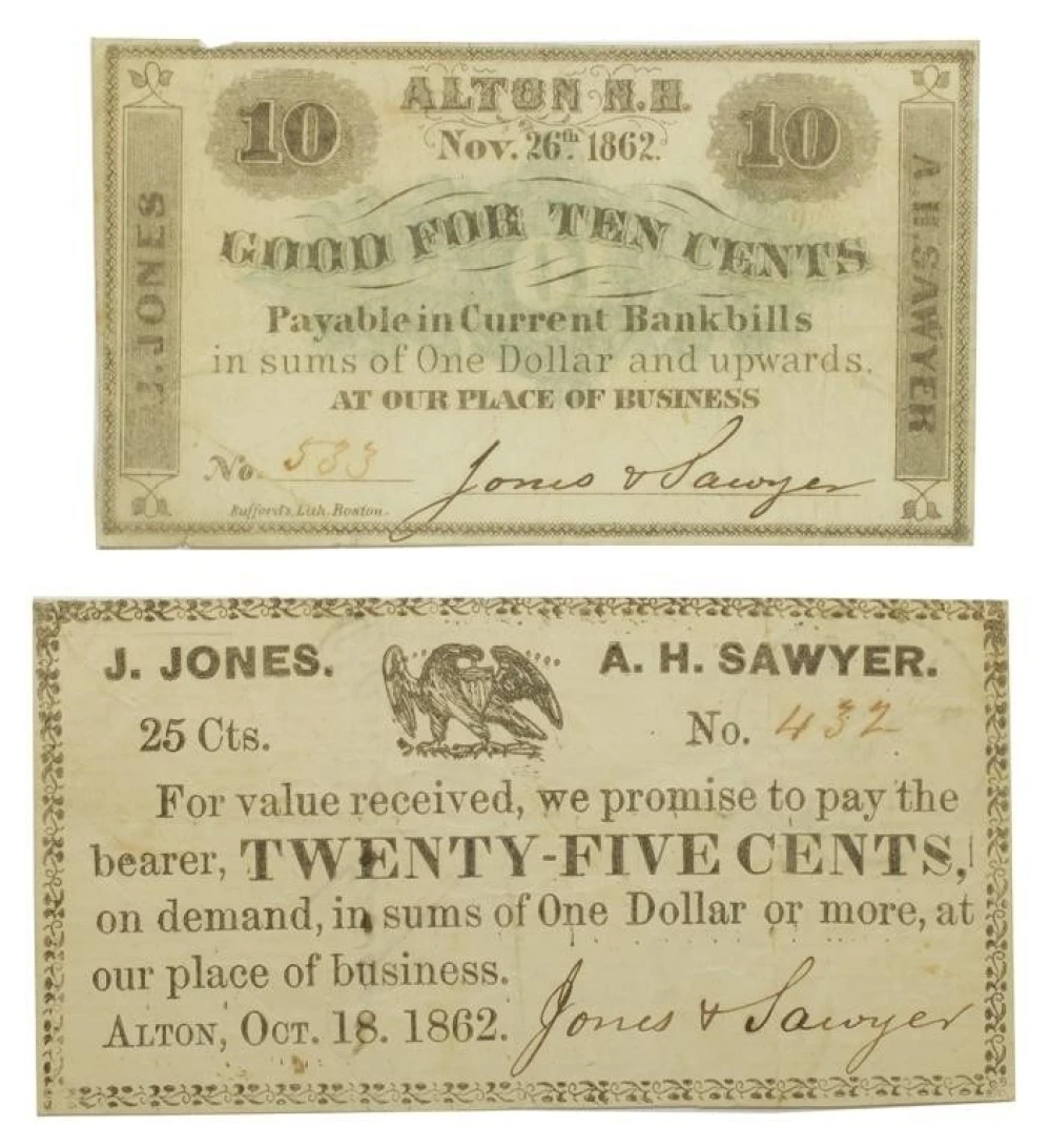 New Hampshire. Alton. Merchants Scrip Pair