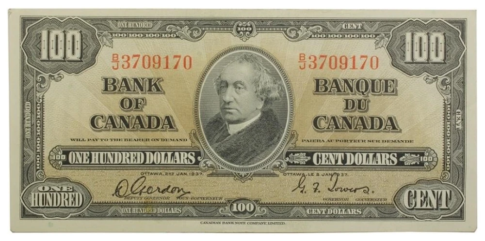 Canada. EF+ Series 1937 $100 Note