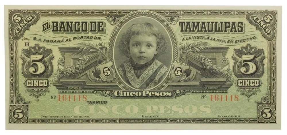Mexico. Tamaulipas. Cinco or Five Pesos Note