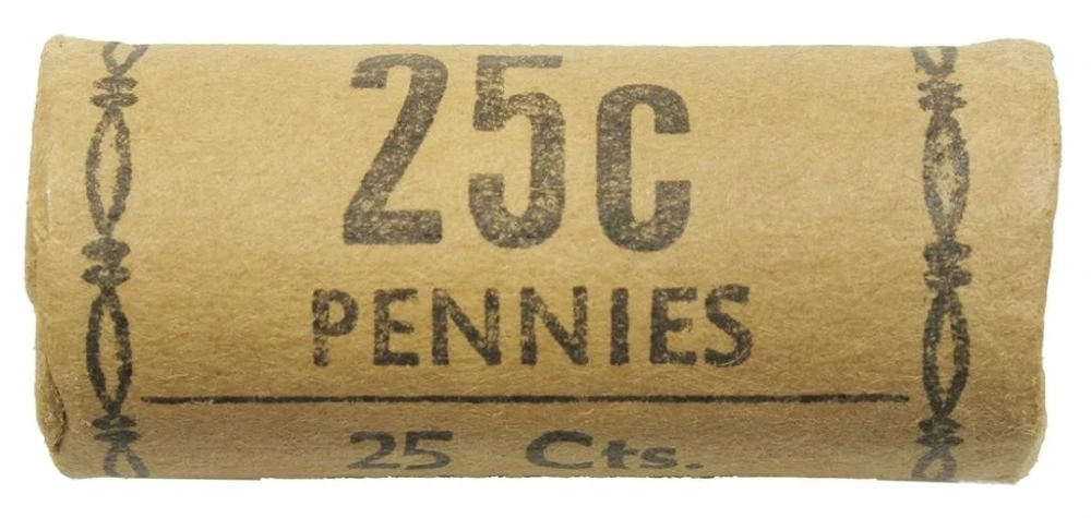 Original 25 Coin Roll Of 1938-S Lincoln Cents