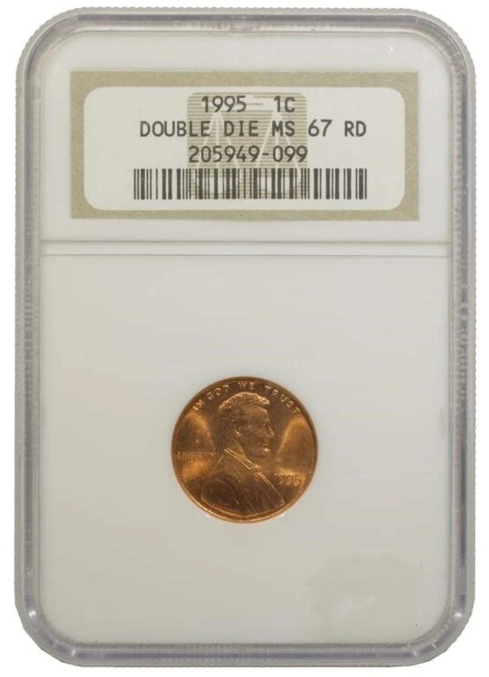 NGC MS-67 RD 1995 Doubled Die Obverse Cent
