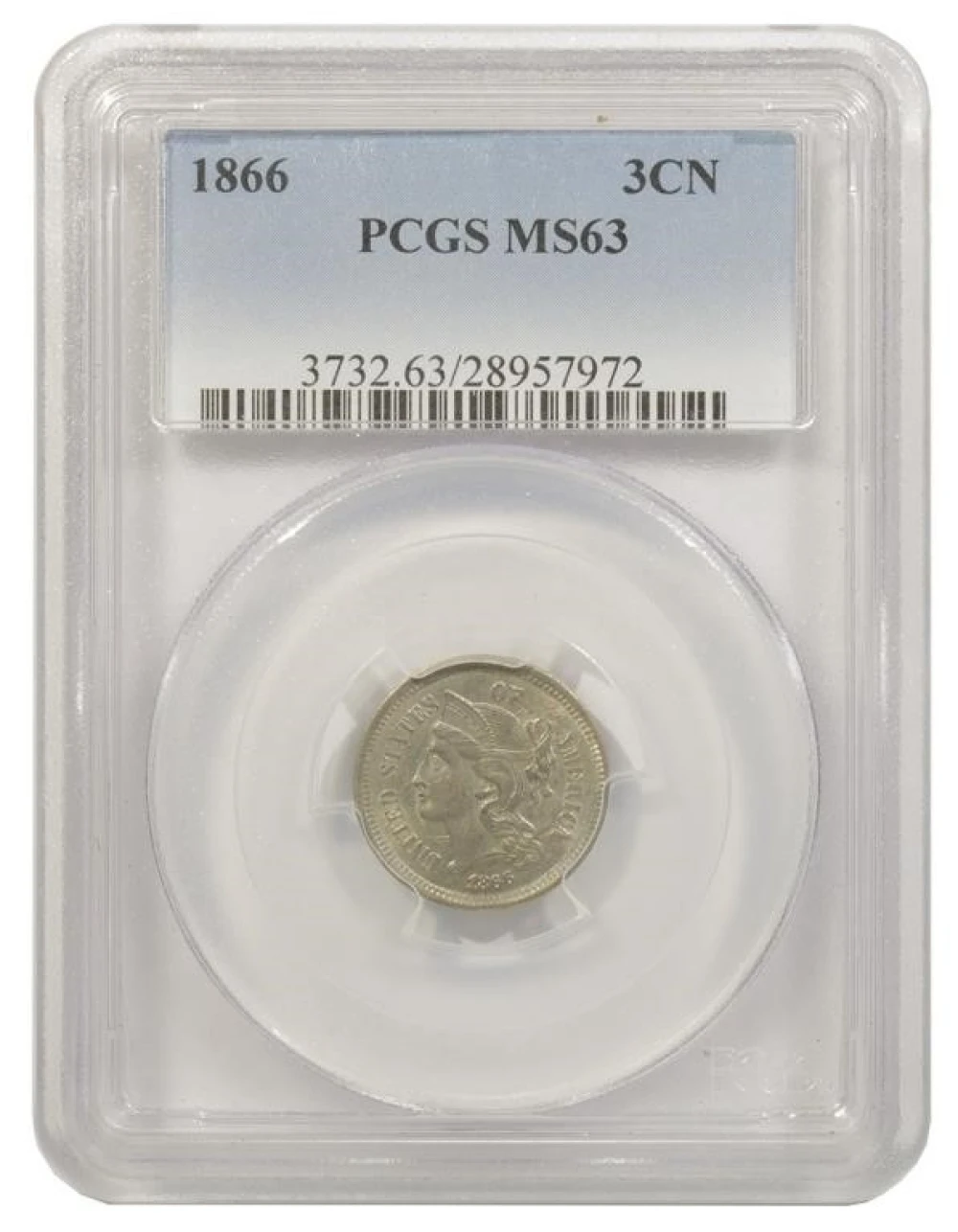 PCGS MS-63 1866 Nickel Three-Cents