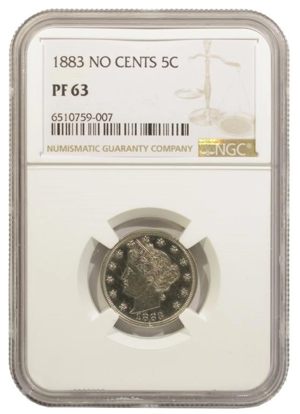 NGC Proof-63 1883 No CENTS Nickel