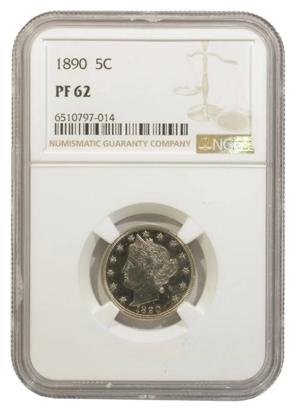NGC Proof-62 1890 Nickel
