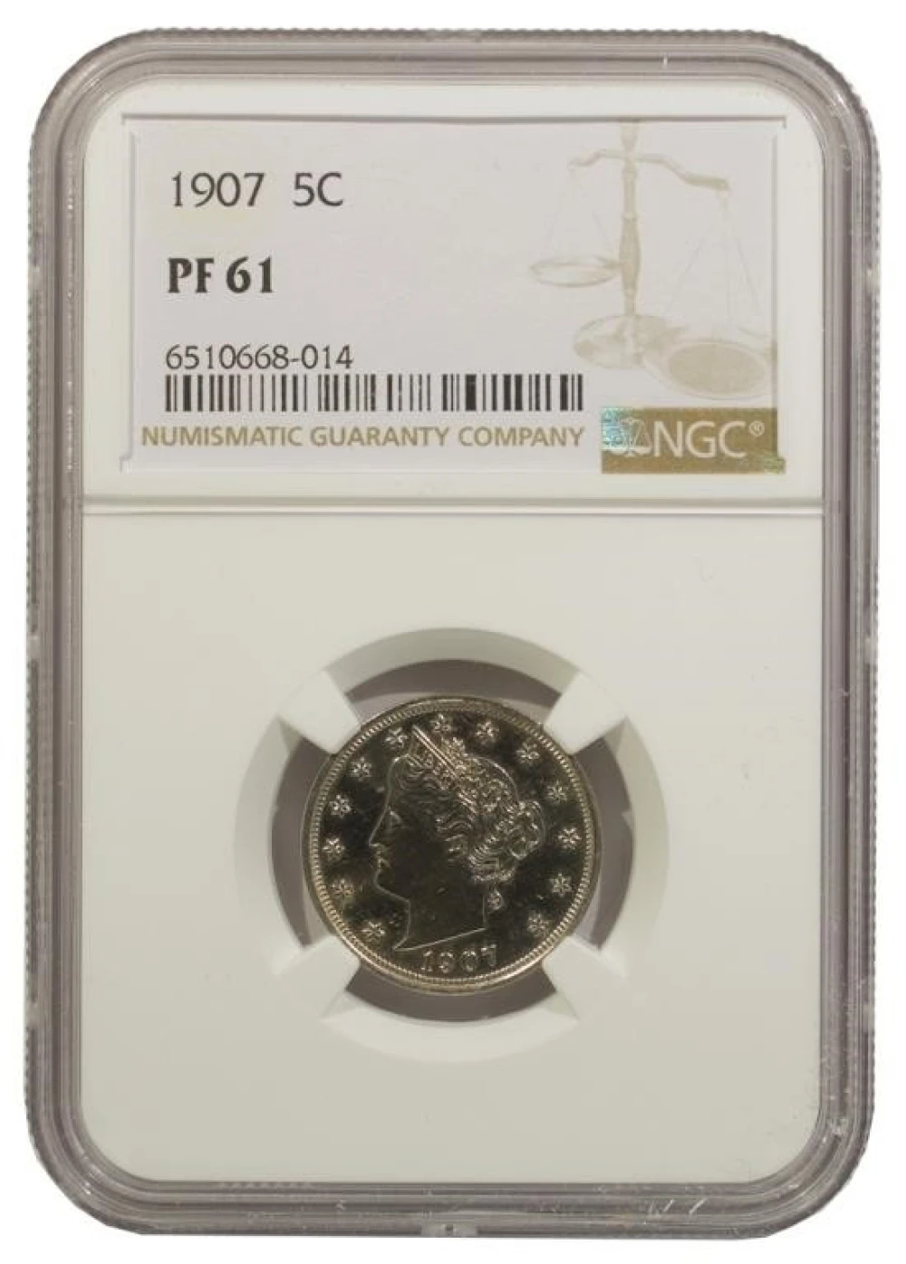 NGC Proof-61 1907 Nickel