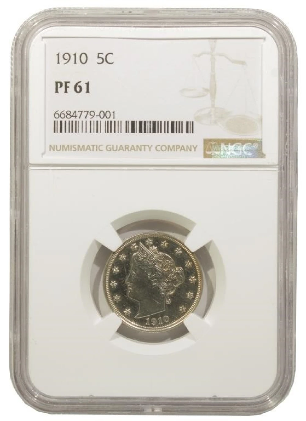 NGC Proof-61 1910 Nickel
