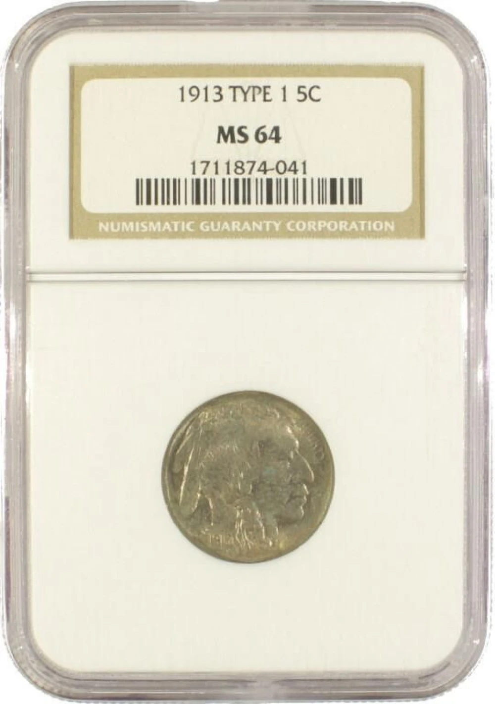 NGC MS-64 1913 Type I Buffalo Nickel