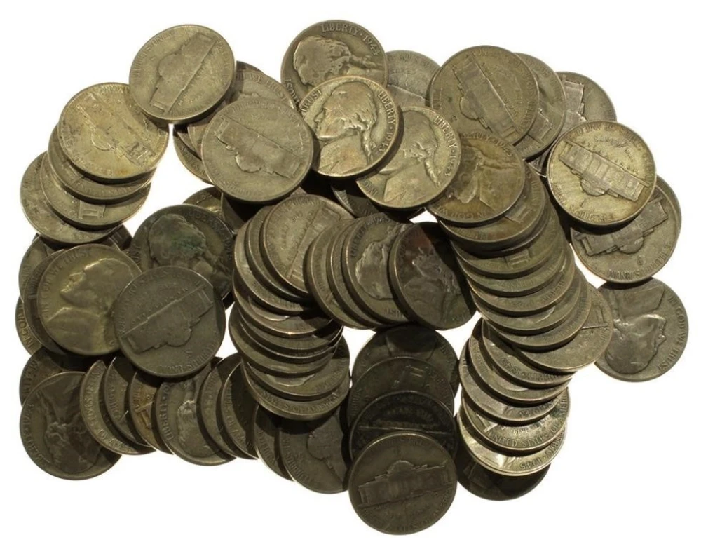 Two Rolls Average Circulated War Nickels