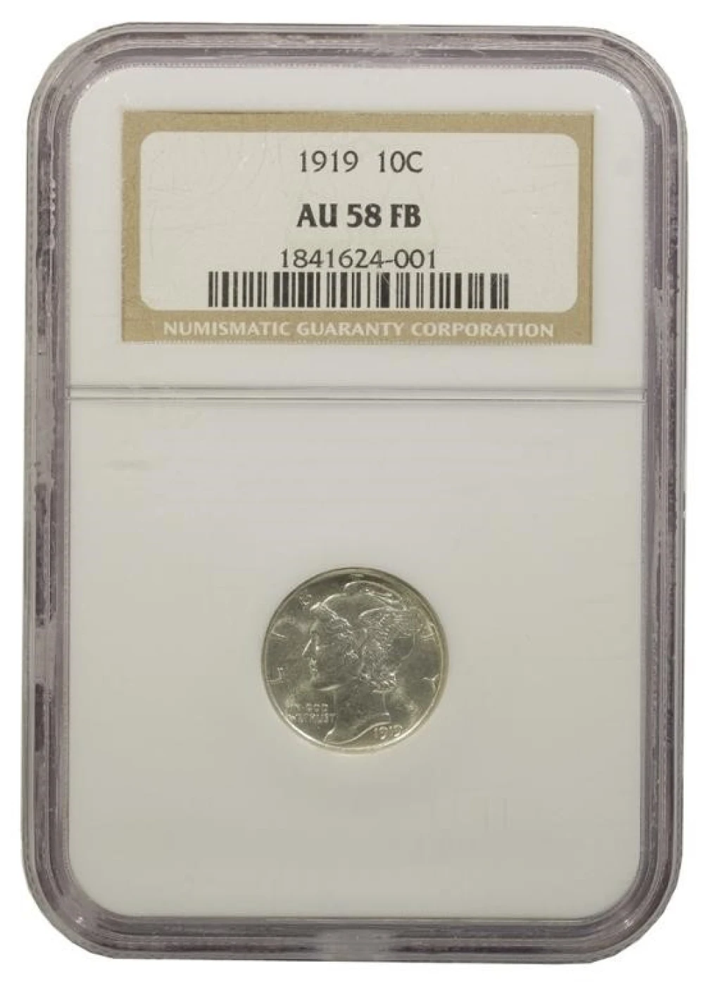 NGC AU-58 FB 1919 Mercury Dime