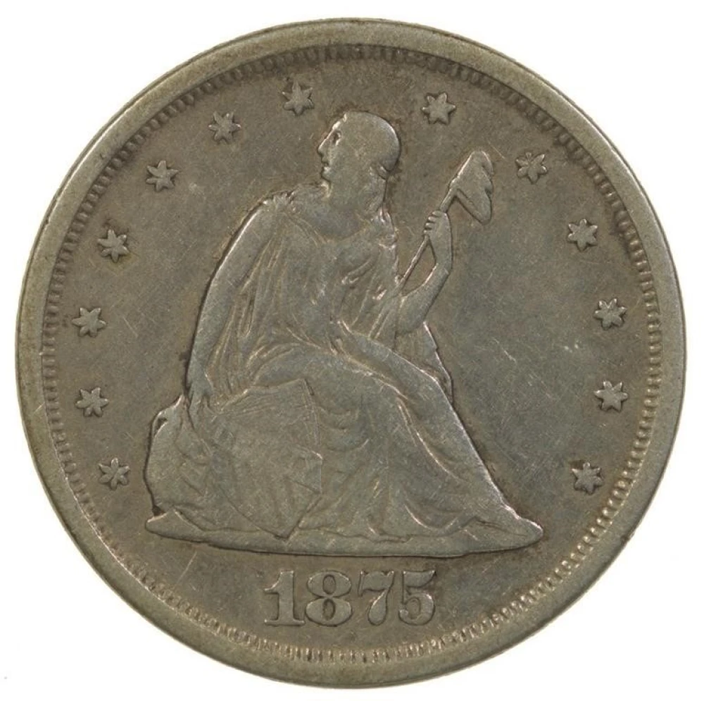 VF+ Details 1875-S Twenty-Cents