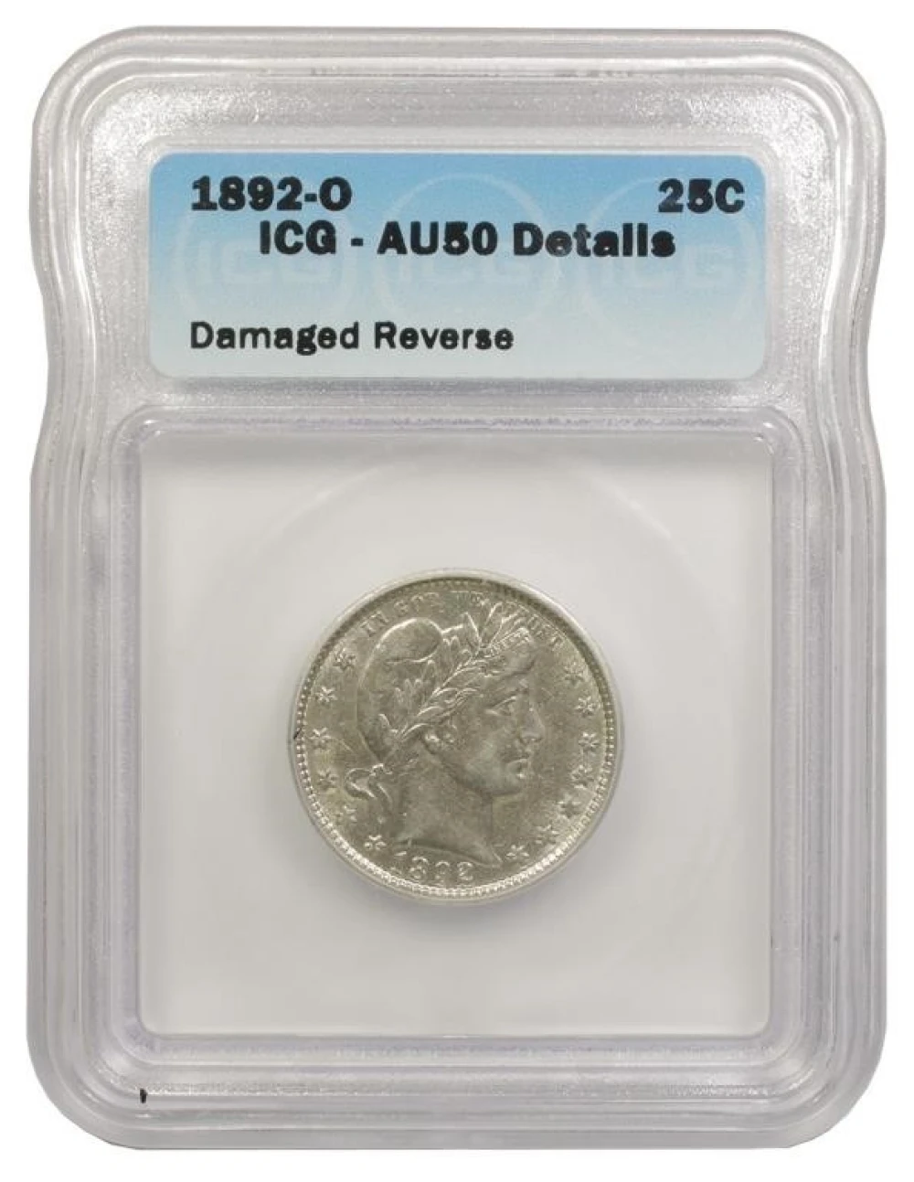 ICG AU-50 Details 1892-O Quarter