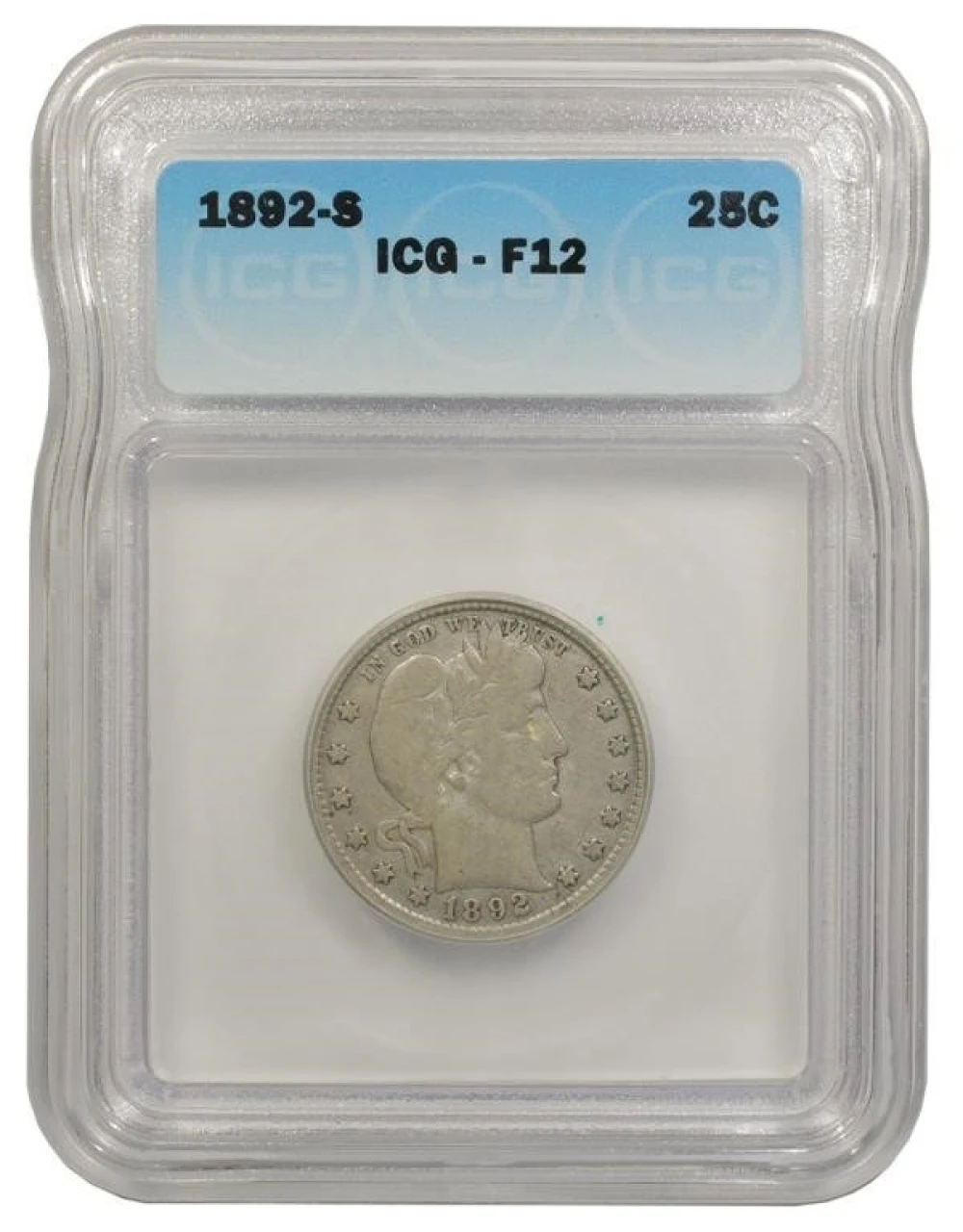 ICG Fine-12 1892-S Quarter