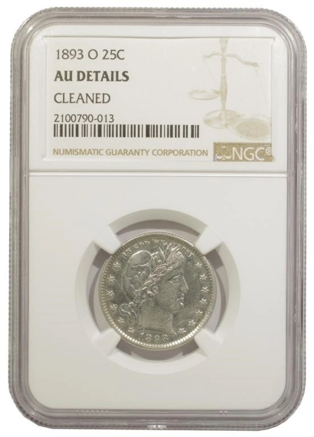 NGC AU Details 1893-O Quarter