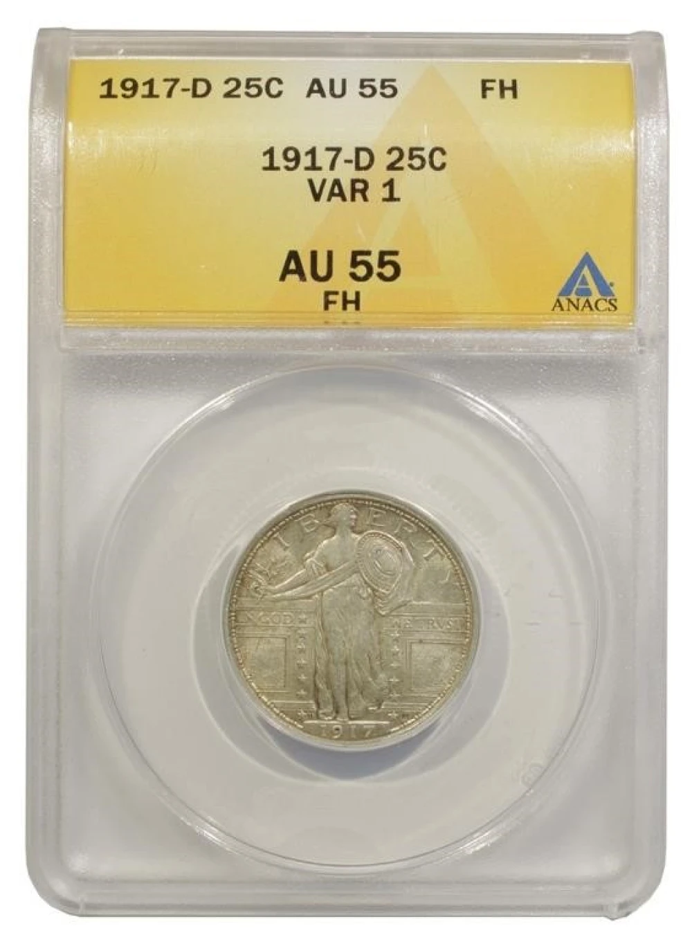 ANACS AU-55 FH 1917-D Type I Quarter