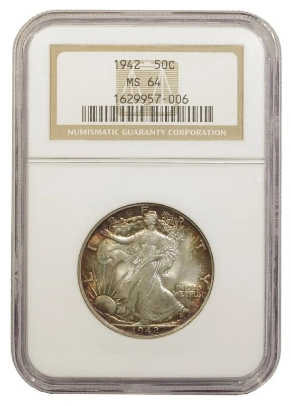NGC MS-64 1942 Toned Half Dollar