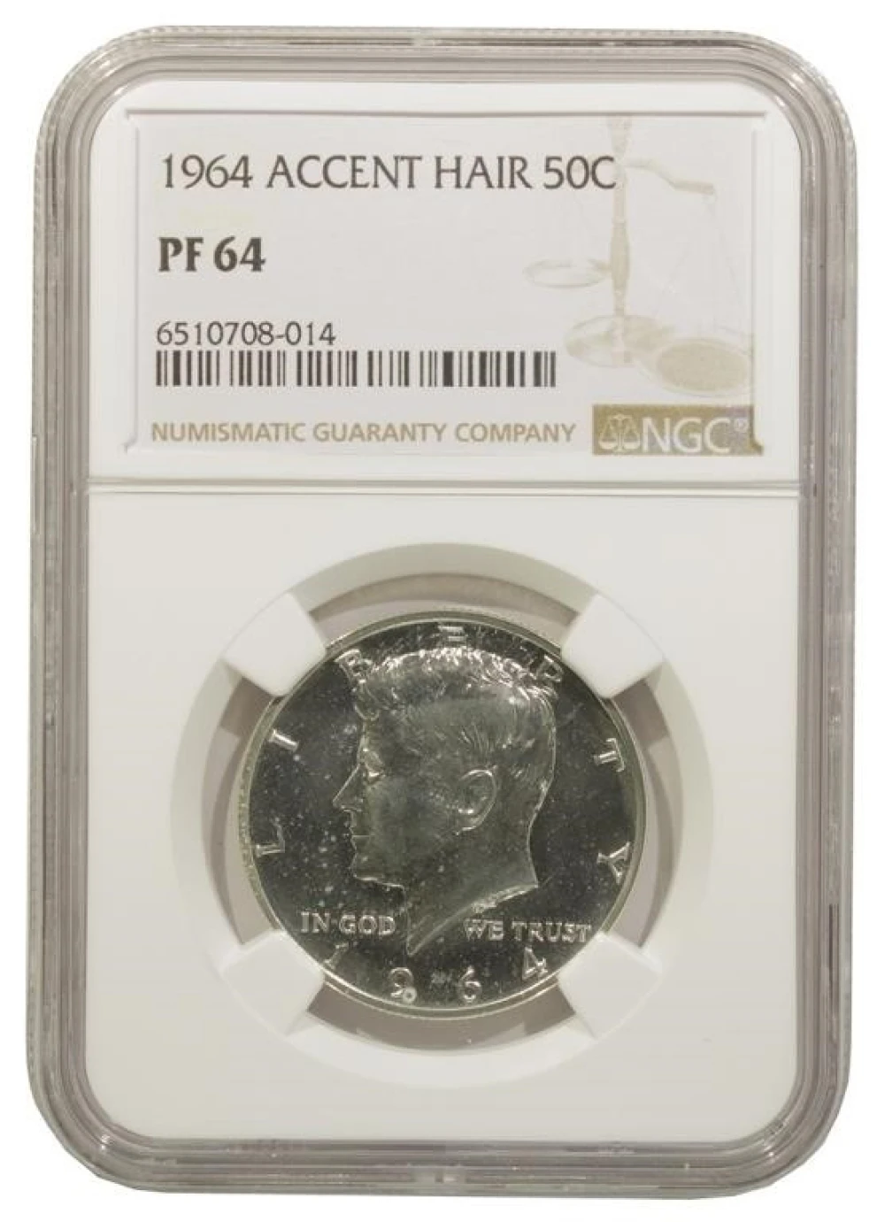NGC Proof-64 1964 Accent Hair Half Dollar