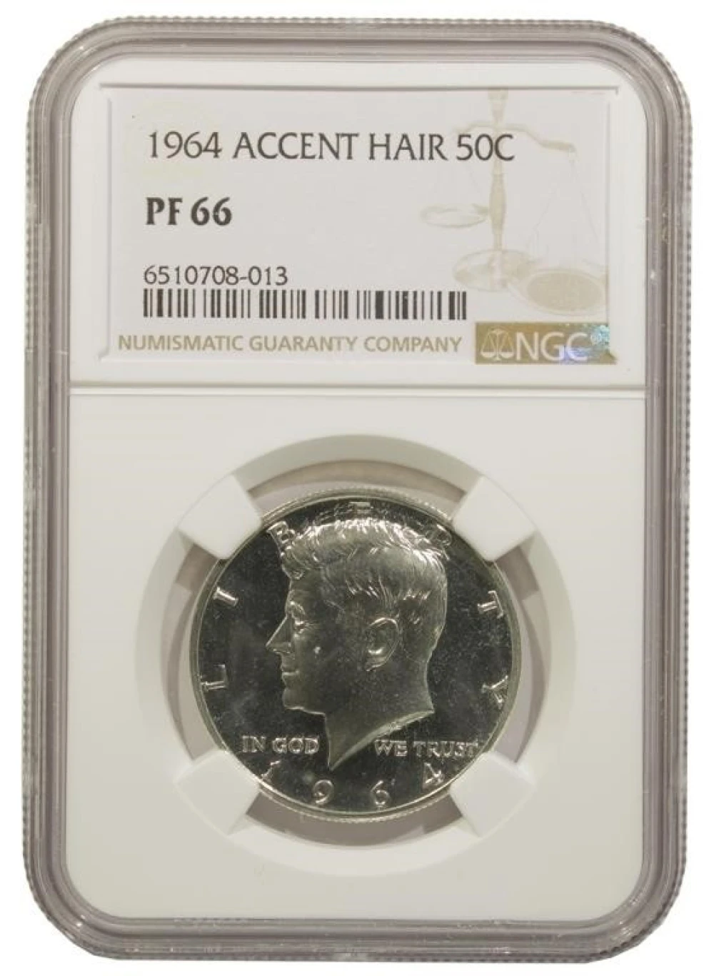 NGC Proof-66 1964 Accent Hair Half Dollar