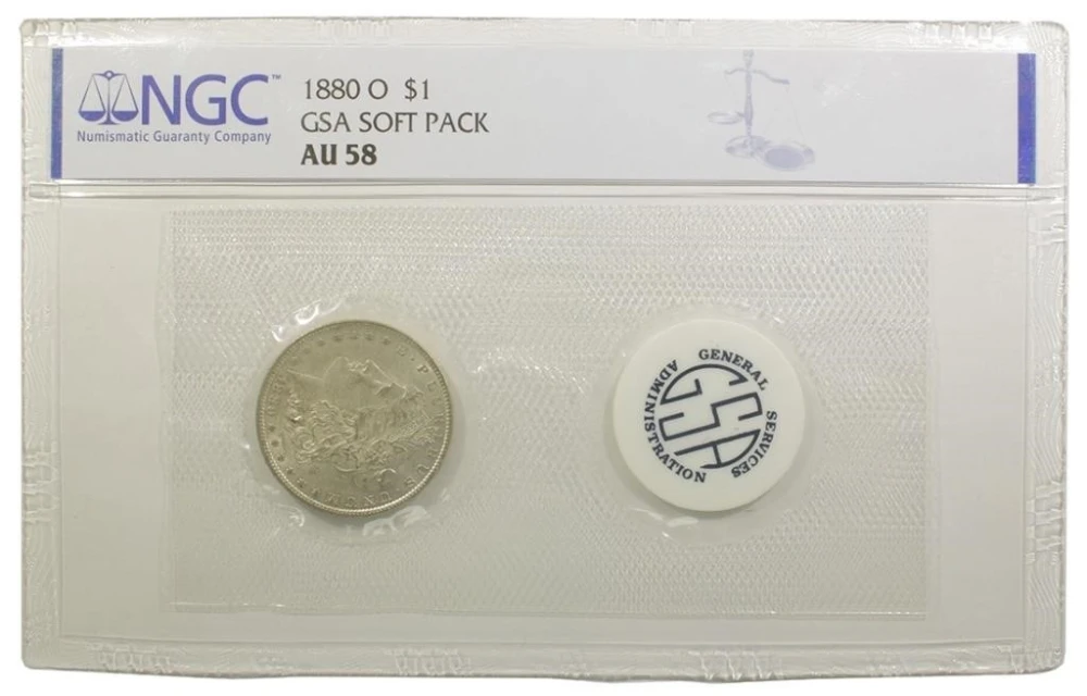 NGC AU-58 GSA Soft Pack 1880-O Morgan $1