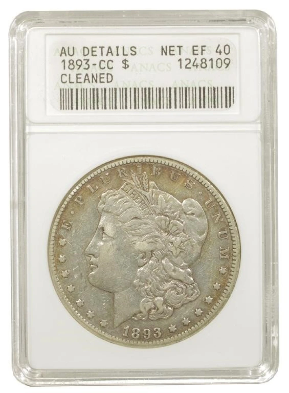 ANACS AU Details, Net EF-40 1893-CC Morgan $1